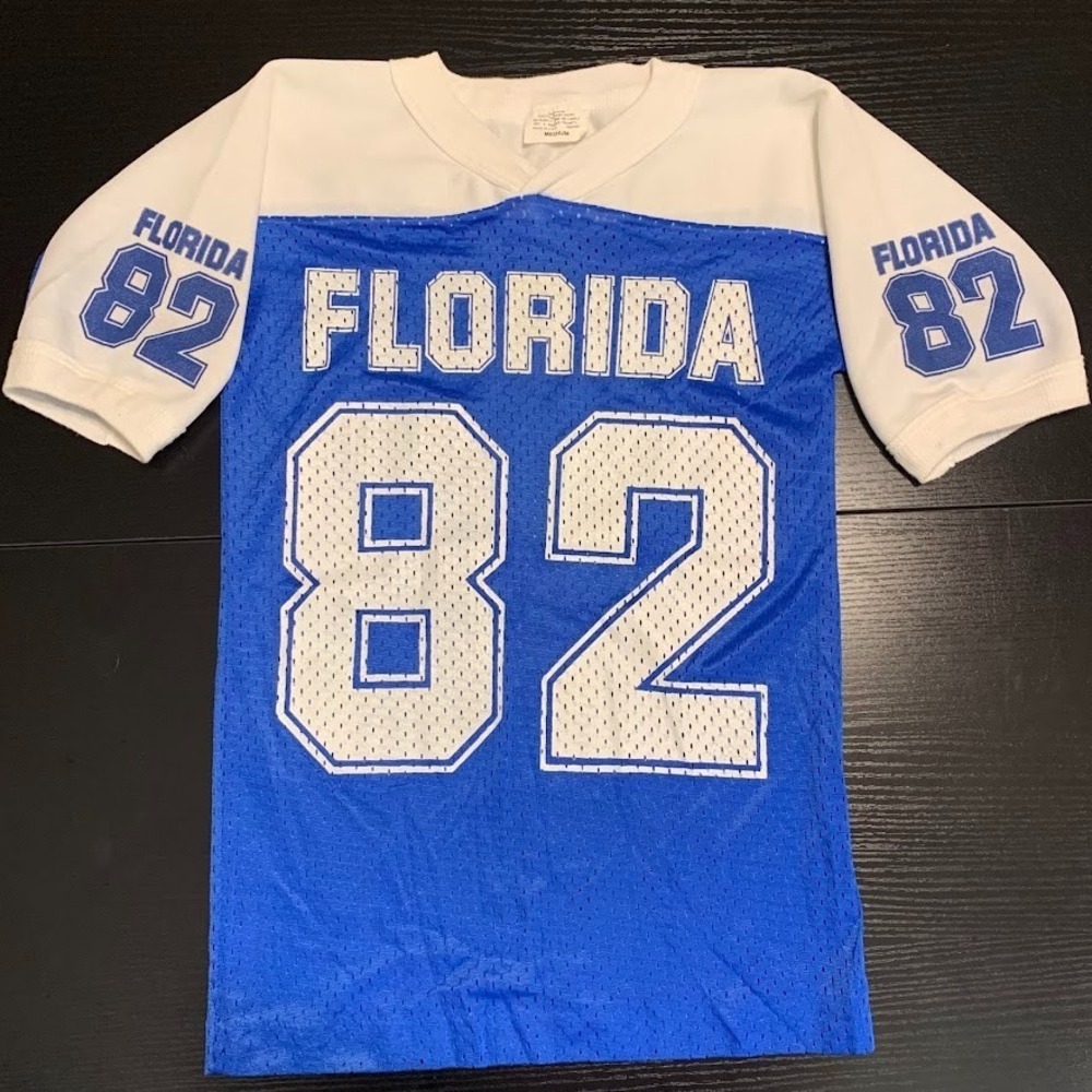 Vintage The Knits Florida Mesh Football Jersey Kids Medium Made In USA 80s